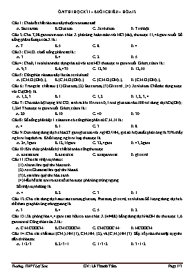 Đề ôn thi học kỳ 1 môn Hóa học 12